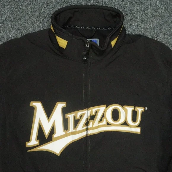 Missouri Tigers Jacket Mens Extra Large Black Majestic Softshell Full Zip Mizzou